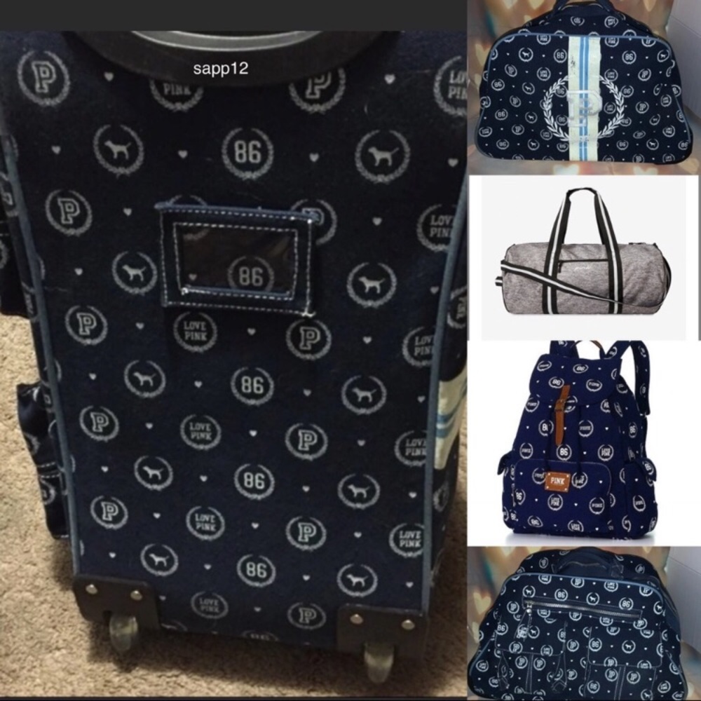 RARE➖PINK VS✈️3PC LOVE PINK 86MONOGRAM LUGGAGE SET